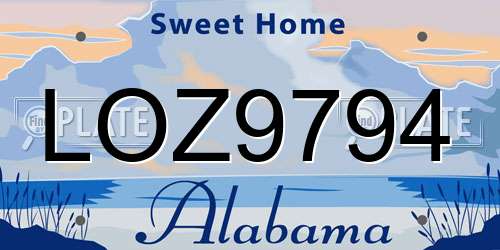 LOZ9794 Alabama License Plate