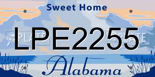 LPE2255 Alabama License Plate