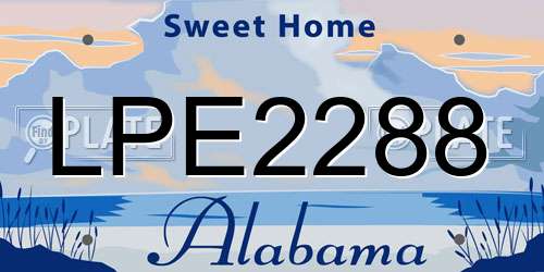 LPE2288 Alabama License Plate