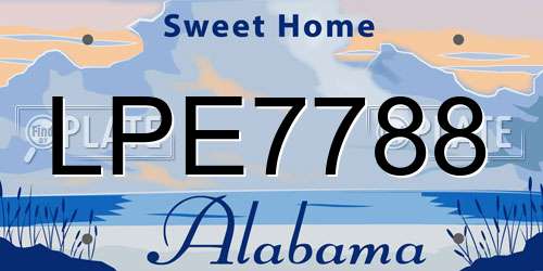 LPE7788 Alabama License Plate