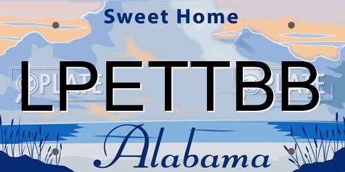 LPETTBB Alabama License Plate