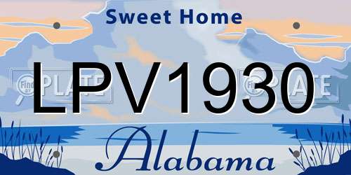 LPV1930 Alabama License Plate