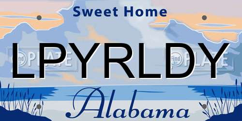 LPYRLDY Alabama License Plate