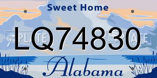 LQ74830 Alabama License Plate