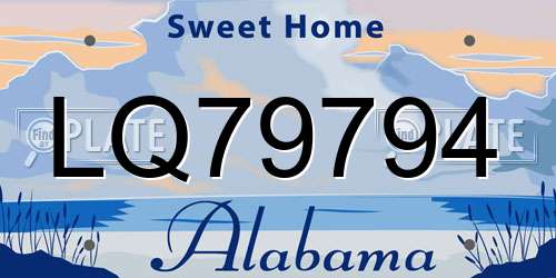 LQ79794 Alabama License Plate