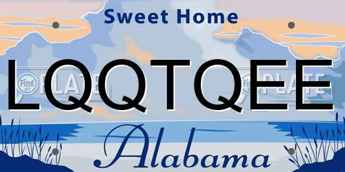LQQTQEE Alabama License Plate