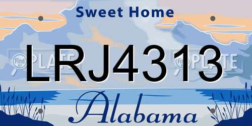 LRJ4313 Alabama License Plate