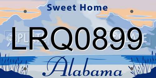 LRQ0899 Alabama License Plate