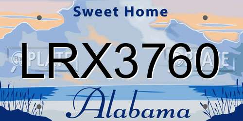 LRX3760 Alabama License Plate