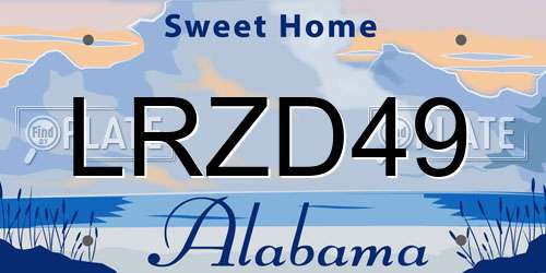 LRZD49 Alabama License Plate
