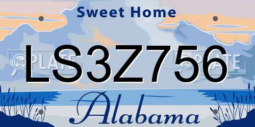 LS3Z756 Alabama License Plate