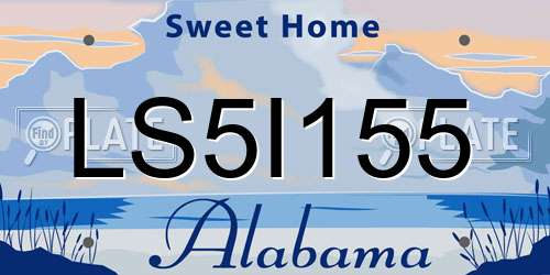 LS5I155 Alabama License Plate