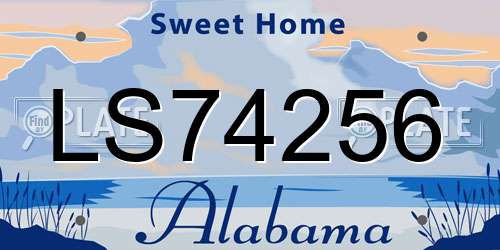 LS74256 Alabama License Plate