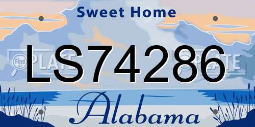 LS74286 Alabama License Plate