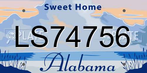 LS74756 Alabama License Plate