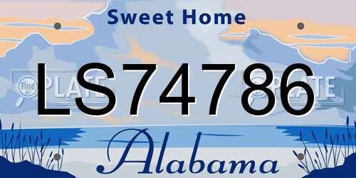 LS74786 Alabama License Plate