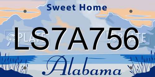 LS7A756 Alabama License Plate