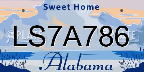 LS7A786 Alabama License Plate