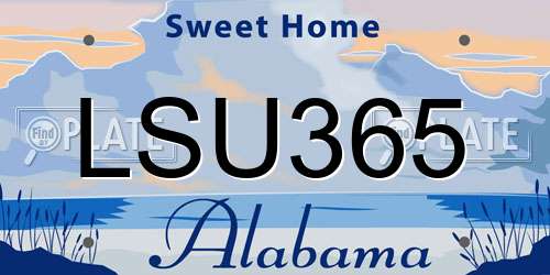 LSU365 Alabama License Plate