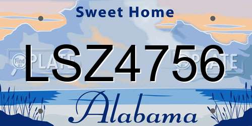 LSZ4756 Alabama License Plate