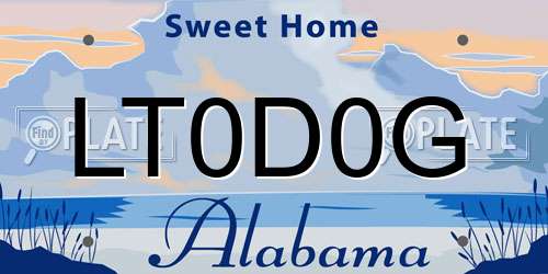 LT0D0G Alabama License Plate