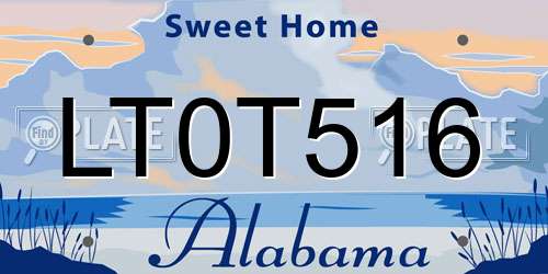 LT0T516 Alabama License Plate