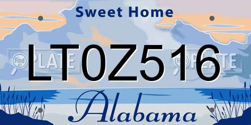 LT0Z516 Alabama License Plate