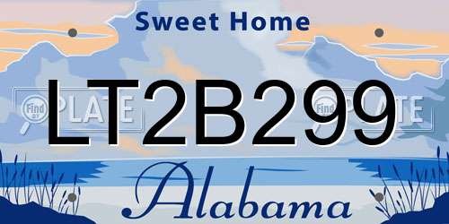 LT2B299 Alabama License Plate