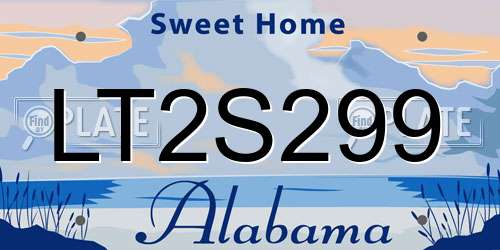 LT2S299 Alabama License Plate