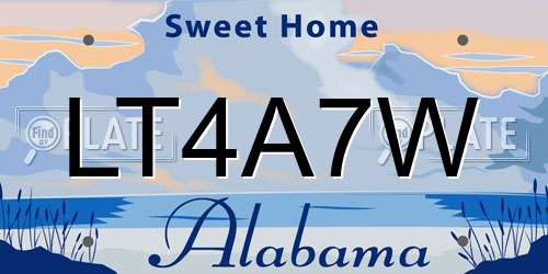 LT4A7W Alabama License Plate