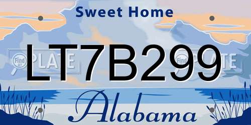 LT7B299 Alabama License Plate