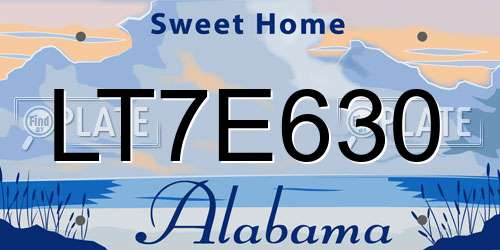 LT7E630 Alabama License Plate