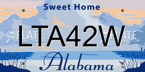 LTA42W Alabama License Plate