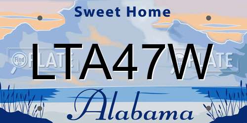 LTA47W Alabama License Plate