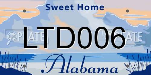 LTD006 Alabama License Plate