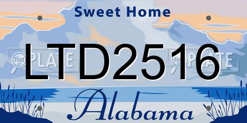 LTD2516 Alabama License Plate