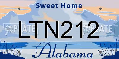 LTN212 Alabama License Plate