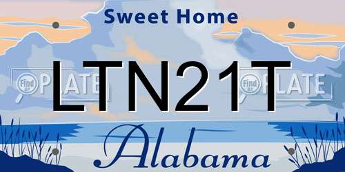 LTN21T Alabama License Plate