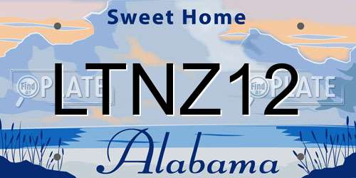 LTNZ12 Alabama License Plate