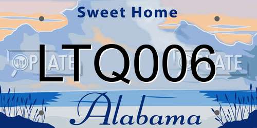 LTQ006 Alabama License Plate