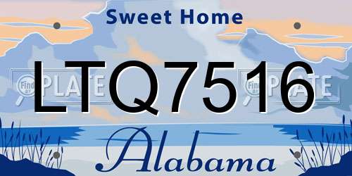 LTQ7516 Alabama License Plate