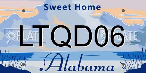 LTQD06 Alabama License Plate