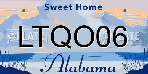 LTQO06 Alabama License Plate