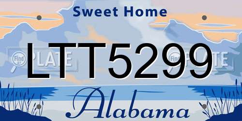 LTT5299 Alabama License Plate
