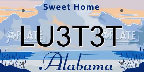 LU3T3T Alabama License Plate