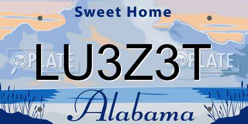 LU3Z3T Alabama License Plate