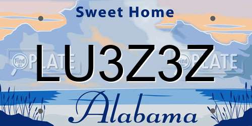 LU3Z3Z Alabama License Plate