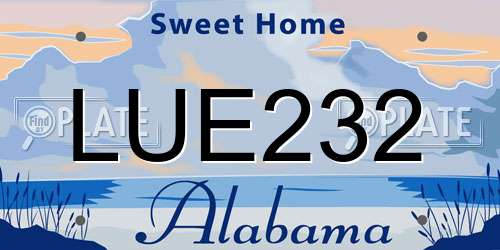LUE232 Alabama License Plate
