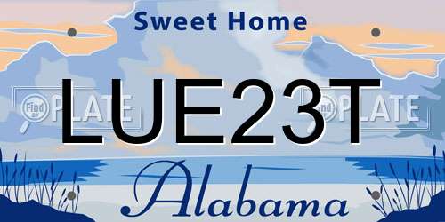 LUE23T Alabama License Plate