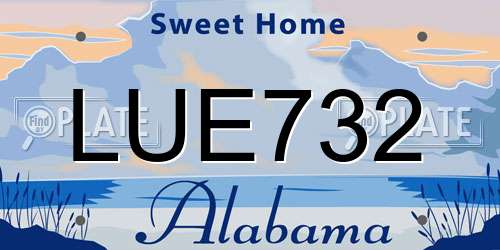 LUE732 Alabama License Plate